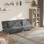 Prolenta Canapé convertible 2 places avec 2 coussins, tissu gris clair