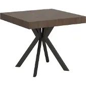 Ityhome - Table extensible 90/194x90 cm Dolcezza effet bois, noyer pieds anthracite