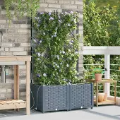 Prolenta Maison Exclusive - Jardinière d'extérieur, lot de 2, gris clair, 80 x 40 x 142 cm, PP
