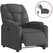 Syfax Fauteuil inclinable électrique, réglage automatique 135°, tissu polyester respirant, porte-gobelets, poche latérale, capacité 110 kg, noir