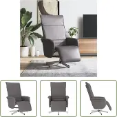 The Living Store Fauteuil relax avec repose-pieds Gris Similicuir