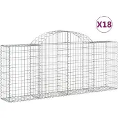 vidaXL Gabions avec arc surélevé 18 pcs. 200x30x80/100cm Fer galvanisé