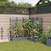 Prolenta Maison Exclusive - Lot de 5 jardinières d'extérieur, gris clair, 120 x 120 x 126 cm, PP