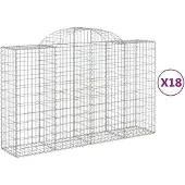 vidaXL Gabions avec arc surélevé 18pcs 200x50x120/140cm Fer galvanisé