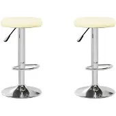 Syfax Tabourets de bar lot de 2 crème similicuir
