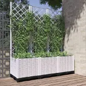 Prolenta Maison Exclusive - Jardinière avec treillis Blanc 120x40x136 cm PP