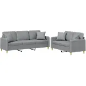 vidaXL Ensemble de canapés 2 pièces avec coussins Tissu gris clair