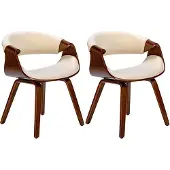 CLP Chaises Foley (lot de 2) - tissu, pieds en bois de noyer - Crème