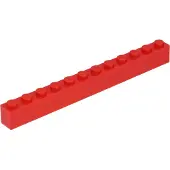 LEGO 50 pièces 6112 Brick 1x12 Part Basic Bricks 50 Red