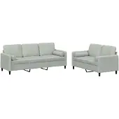 Syfax Ensemble de canapés 2 pcs avec coussins gris clair velours