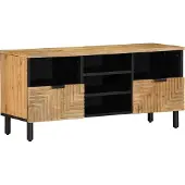 Syfax Meuble TV marron 100x33x46 cm bois massif de manguier