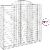 vidaXL Gabions avec arc surélevé 11pcs. 200x50x180/200cm Fer galvanisé