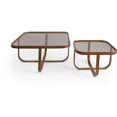 AEA Marron Salon Set 2x Tables basses Aménagement moderne Designer complet