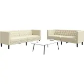 Syfax Ensemble de canapé Chesterfield 2 pcs crème similicuir