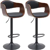 CLP 2 chaises de bar Kingston B - similicuir, structure noire - noyer/noir