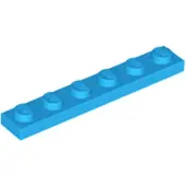 LEGO 1x6 plaque 3666 - 50 pièces bleu azur foncé