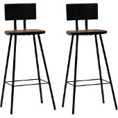 The Living Store Barhocker 2 Stk. Massives Altholz