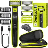 Philips Rasoir Oneblade QP2824/10 + étui, Noir/vert