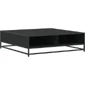 Syfax Table basse noir 100x100x30 cm bois d'ingénierie et métal