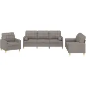 vidaXL Ensemble de canapés 3 pièces avec coussins Tissu Taupe