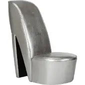 Syfax Chaise en forme de chaussure à talon haut argenté similicuir