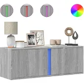 vidaXL Armoire TV murale avec éclairage LED Gris Sonoma 100x31x35 cm