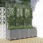 Prolenta Maison Exclusive - Jardinière avec treillis Gris clair 120x40x136 cm PP