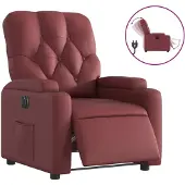 Syfax Fauteuil inclinable électrique Rouge bordeaux Similicuir