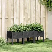 Prolenta Maison Exclusive - Jardinière sur pieds Noir 120x40x42 cm PP