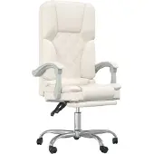 vidaXL Chaise de bureau avec fonction massage Crème similicuir