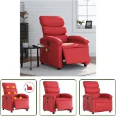 The Living Store Fauteuil de massage électrique rouge similicuir