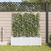 Prolenta Maison Exclusive - Ensemble de 3 pots de jardin, blanc, 120 x 40 x 142 cm, en polypropylène (PP)