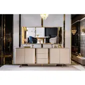 Xl Moebel Gmbh Salon Buffet miroir Matériau bois avec métal Style moderne Beige