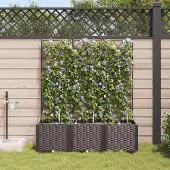 Prolenta Maison Exclusive - Lot de 3 jardinières d'extérieur, marron, 120 x 40 x 142 cm, PP