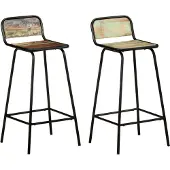 Syfax Chaises de bar lot de 2 bois de récupération solide