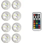 INF Lot de 8 Lampes LED Étanche à Bouton Diamant avec Télécommande