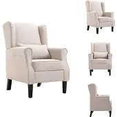 vidaXL Fauteuil Beige Tissu - Fauteuil