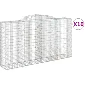 vidaXL Gabions avec arc surélevé 10 pcs 300x50x160/180cm Fer galvanisé