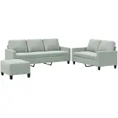 vidaXL Ensemble de canapés 3 pièces avec coussins gris clair velours