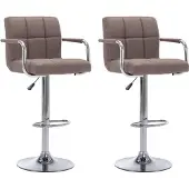 Syfax Chaises de bar lot de 2 taupe tissu