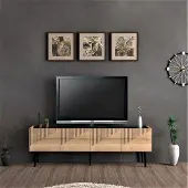 En.casa [] Cabinet TV Oppdal 45x154x37cm oak and marble black