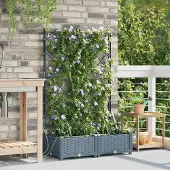 Prolenta Maison Exclusive - Lot de 2 jardinières d'extérieur, gris clair, 80 x 40 x 126 cm, PP