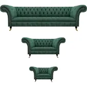 AEA Luxus Sofas Grün Komplett Sofagarnitur Polstermöbel Wohnzimmer Couch Stoff