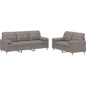 vidaXL Ensemble de canapés 2 pièces avec coussins Tissu Taupe