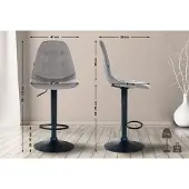 CLP Tabouret de bar Elmore tissu B gris