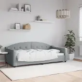 Prolenta Lit de jour exclusif, gris clair, 90x190 cm, revêtement en tissu