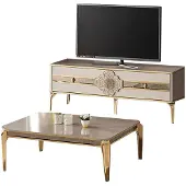 AEA Salon complet TV Stand Sofatisch Sideboard Beige RTV Lowboard 2tlg