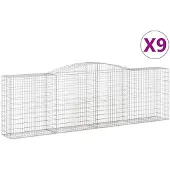 vidaXL Gabions avec arc surélevé 9 pcs. 400x50x120/140cm Fer galvanisé