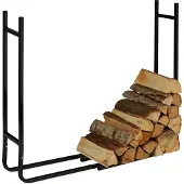 Relaxdays Étagère à bois , en métal, pour l'extérieur et l'intérieur, pour le bois de chauffage, support moderne pour empiler le bois, H x l x P : 91 x 123 x 19,5 cm, noir