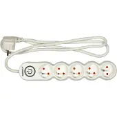 Sthor Barre d'alimentation électrique 5 prises, longueur 1,5 m, avec interrupteur
